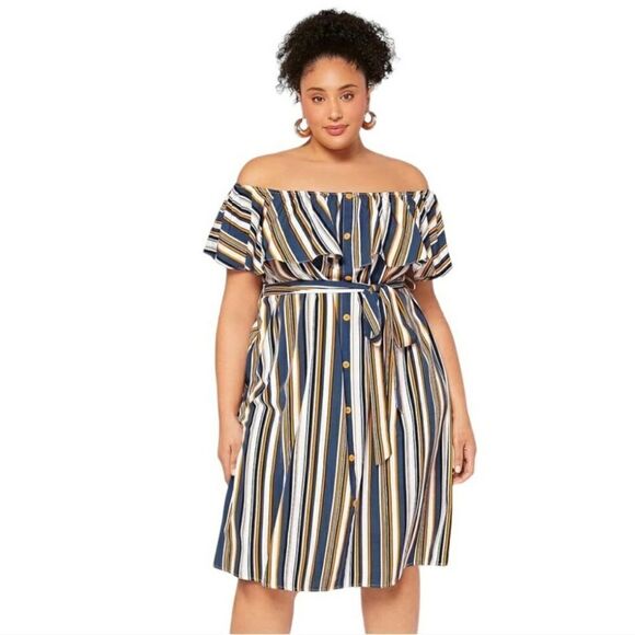 🆕️ NWT Shein Fit Plus Striped Dress - Picture 1 of 4